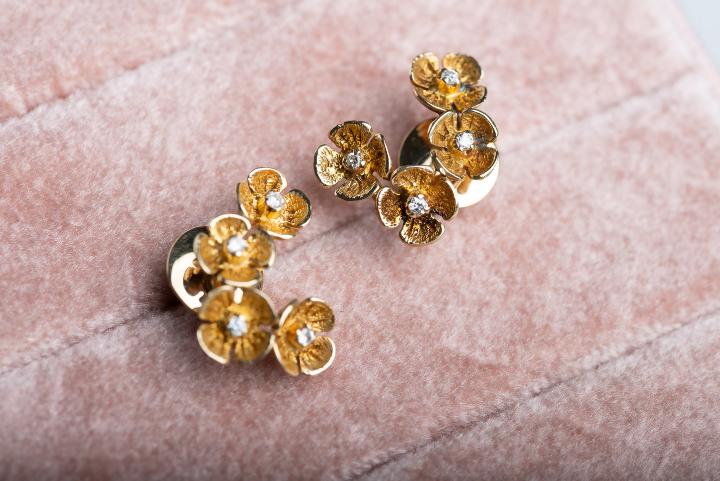 Vintage Diamond Blossom Earrings