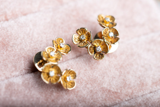 Vintage Diamond Blossom Earrings