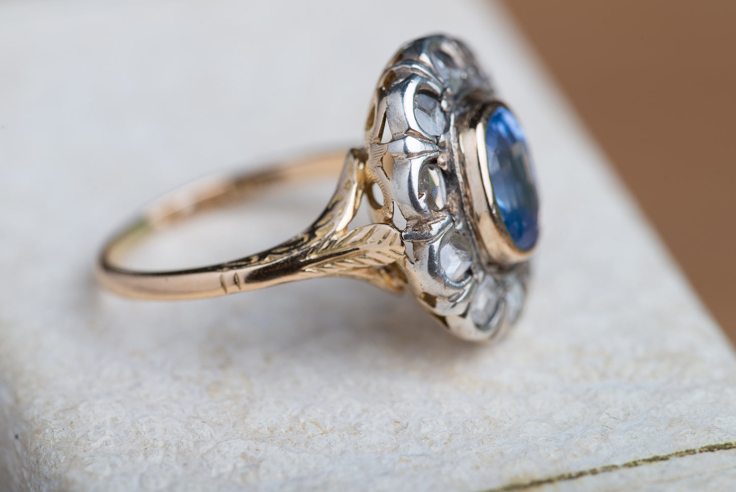 PREMIUM: Vintage Ceylon Sapphire Diamond Ring