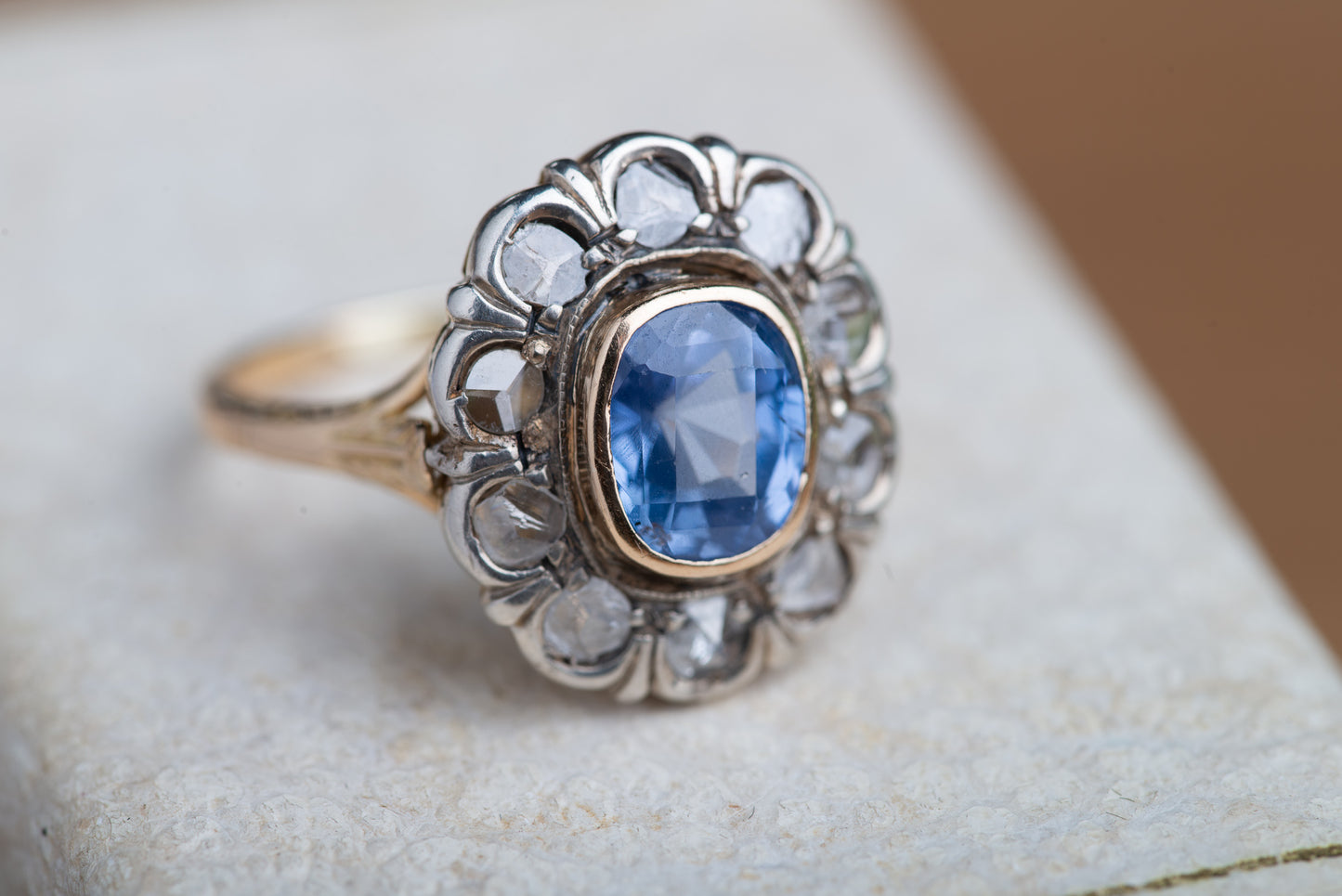 PREMIUM: Vintage Ceylon Sapphire Diamond Ring