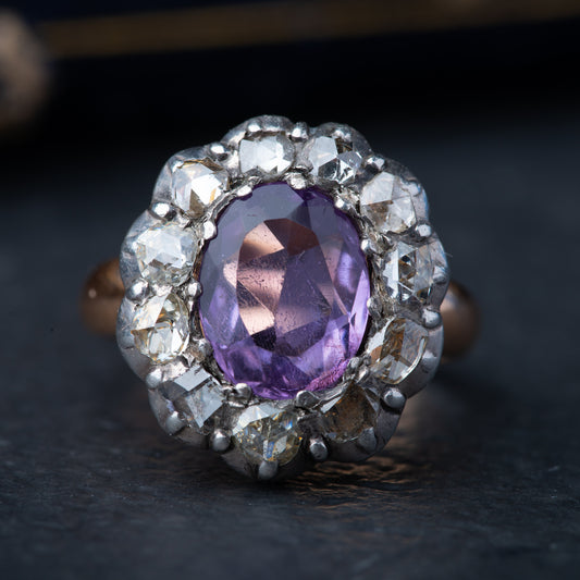 Victorian Amethyst Rosecut Diamond Ring
