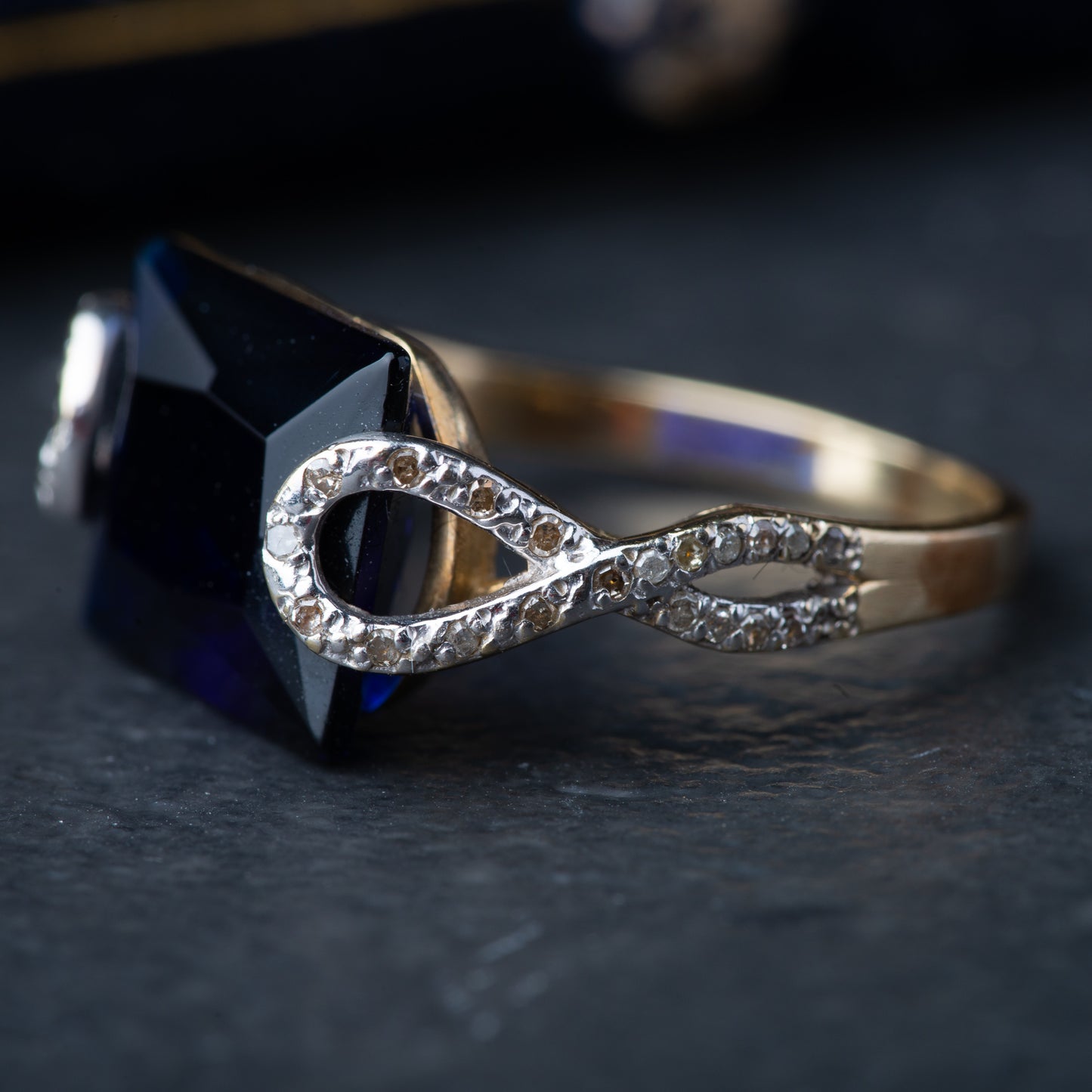 Vintage Color Changing Sapphire Diamond Ring