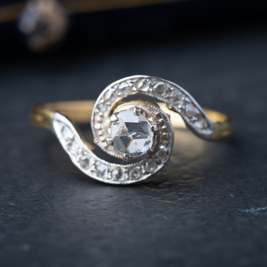 Edwardian Tourbilon Rosecut Diamond Ring