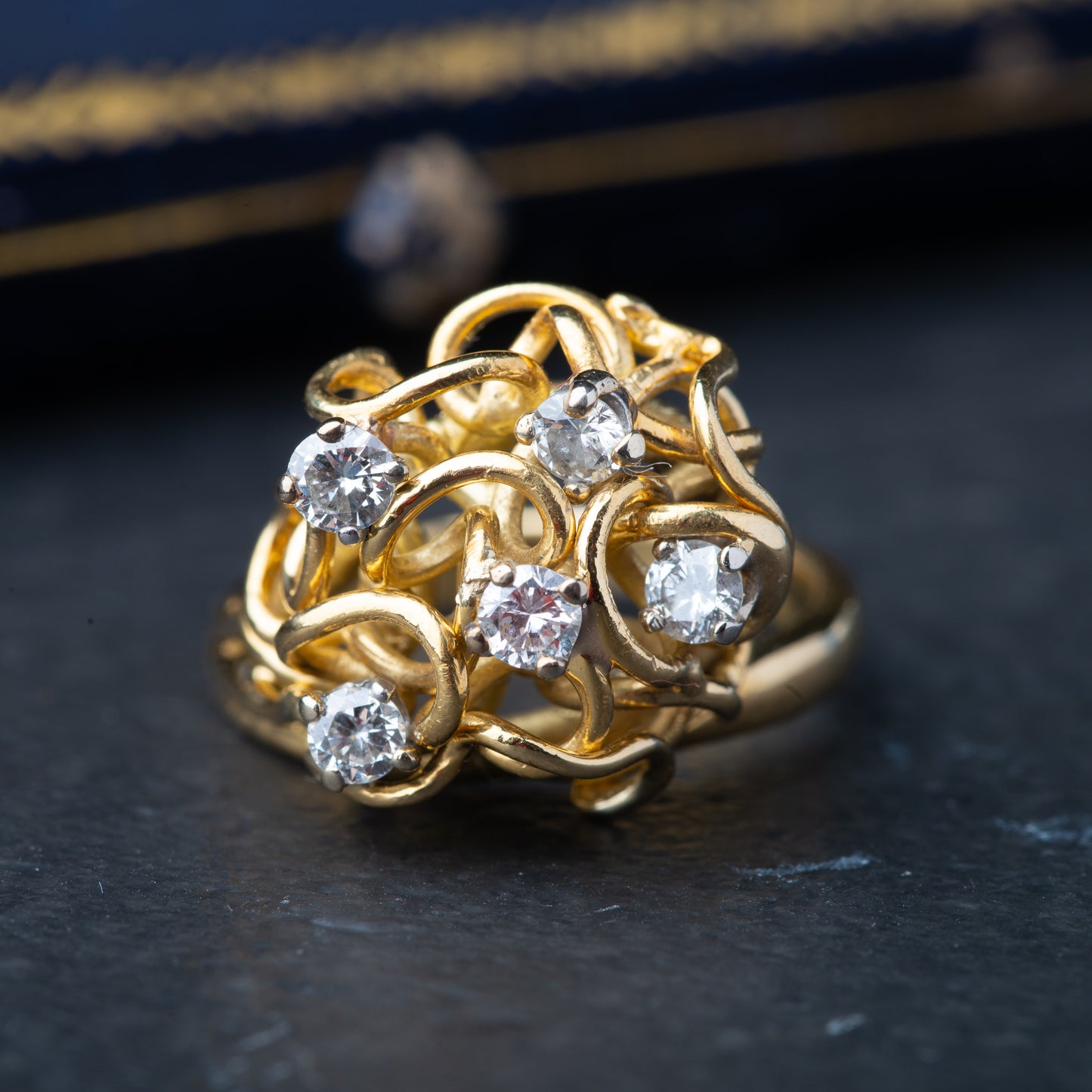 Vintage Brutalist Diamond Ring