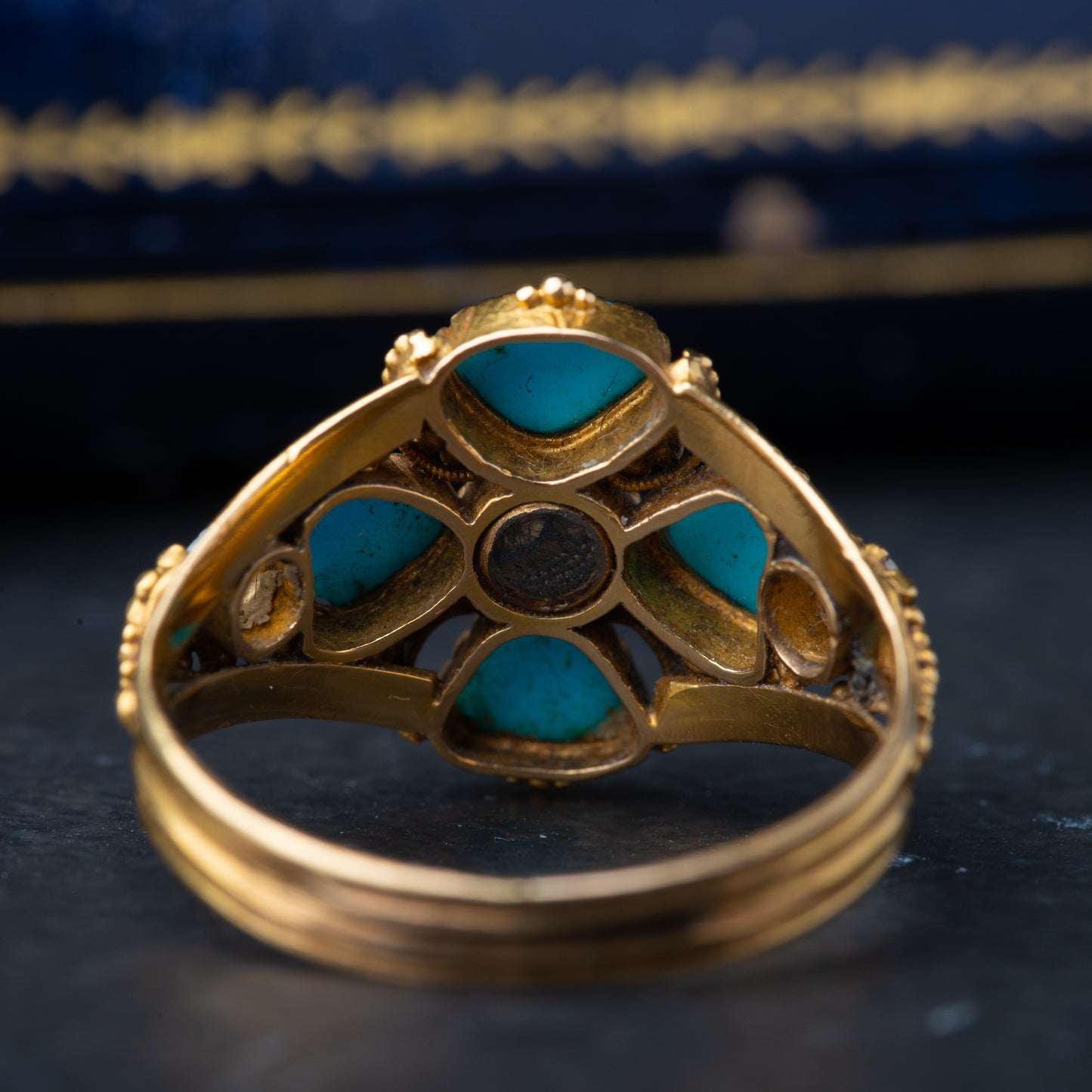 Georgian 1820's Turquoise Pearl Memorial Ring