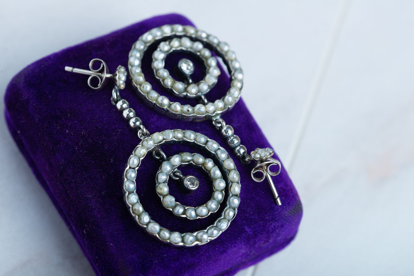 Victorian Pearl Diamond Earrings