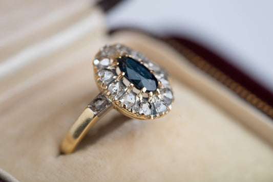 Antique 1900's Diamond Sapphire Ring