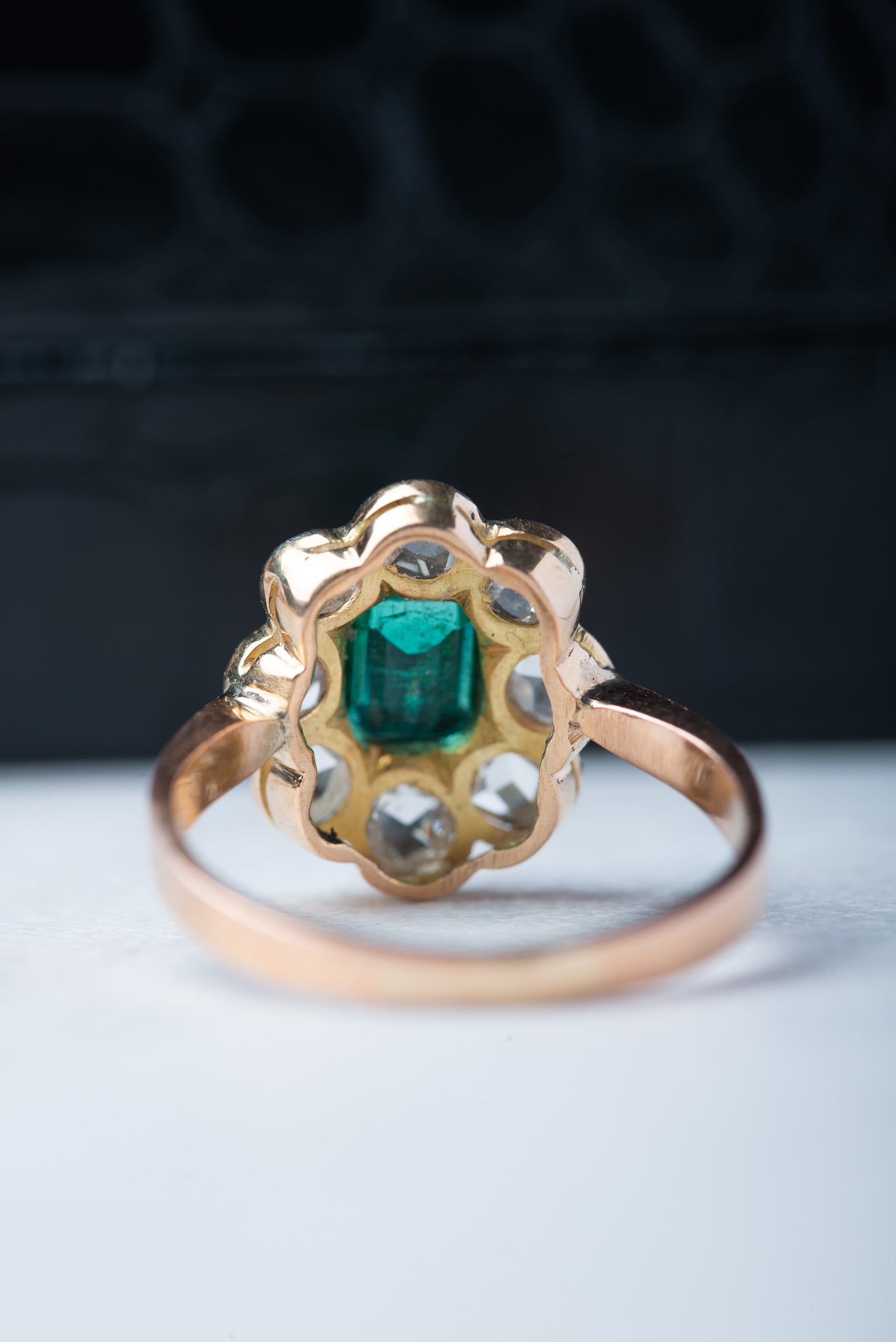 Vintage Emerald Rosecut Diamond Ring