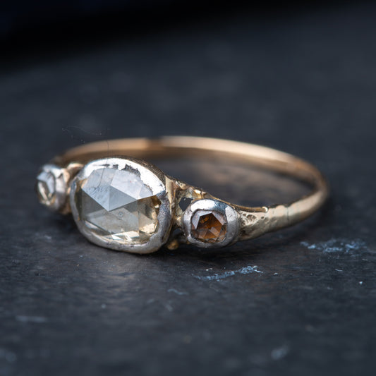 RARE Georgian 1740's Rosecut Diamond Trilogy Ring
