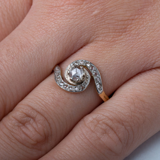Edwardian Tourbilon Rosecut Diamond Ring