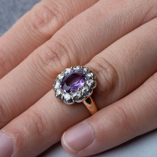 Victorian Amethyst Rosecut Diamond Ring