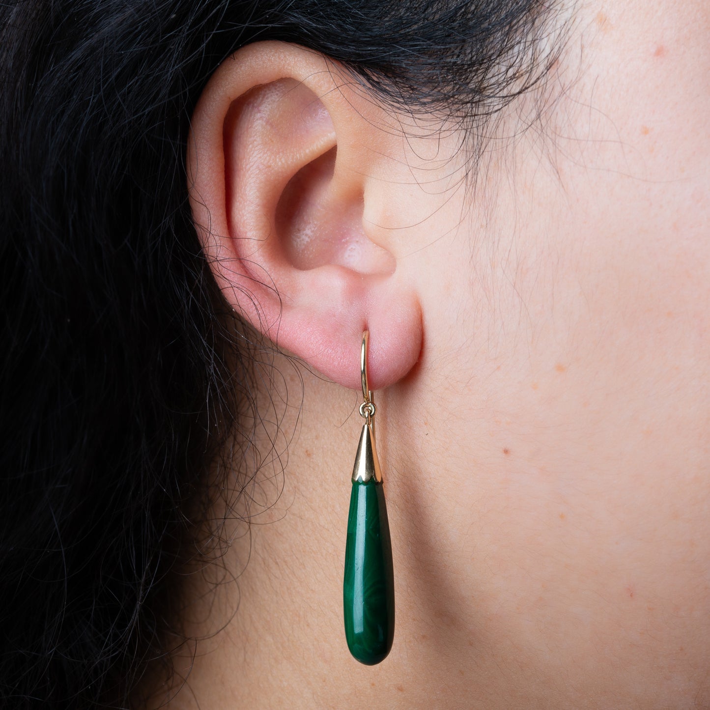 Antique malachite earrings