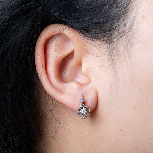 Antique Oldmine Cut Diamond Dormeuses Earrings