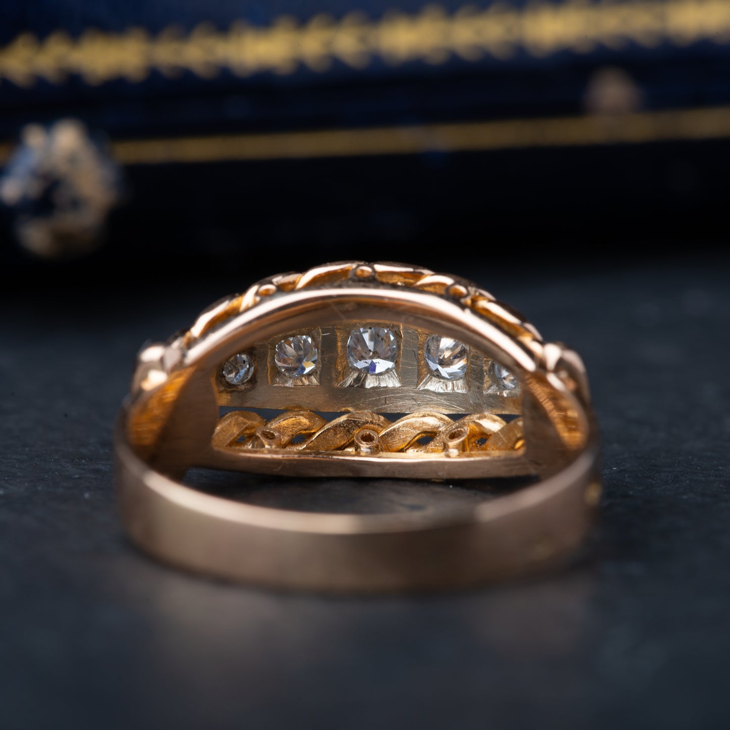 Art Deco French Five Stone Diamond Ring