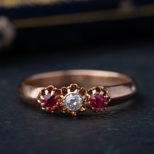 Antique French Ruby Diamond Ring