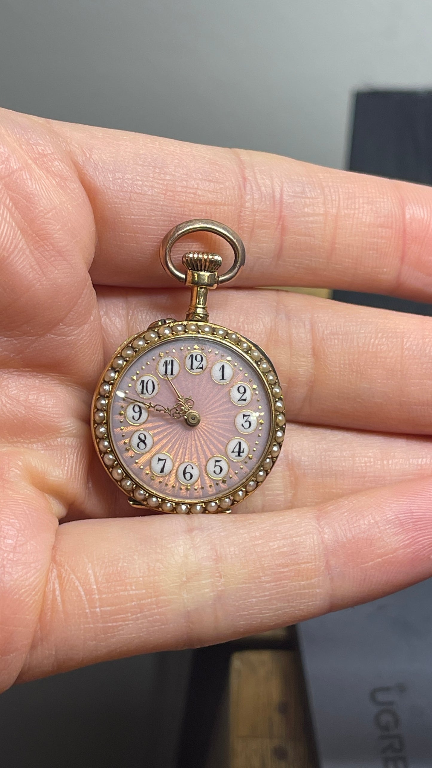 19th Century Pink Blue Pocketwatch