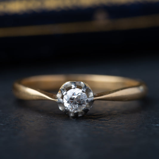 French Antique Diamond Solitaire Ring