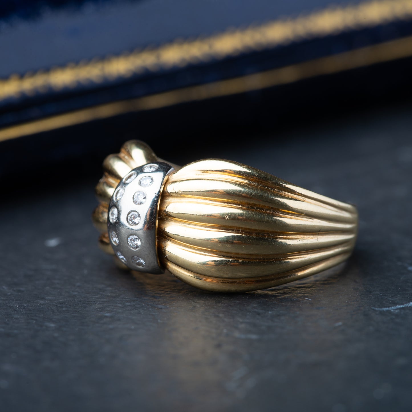 Gold Tank Diamond Bow Ring