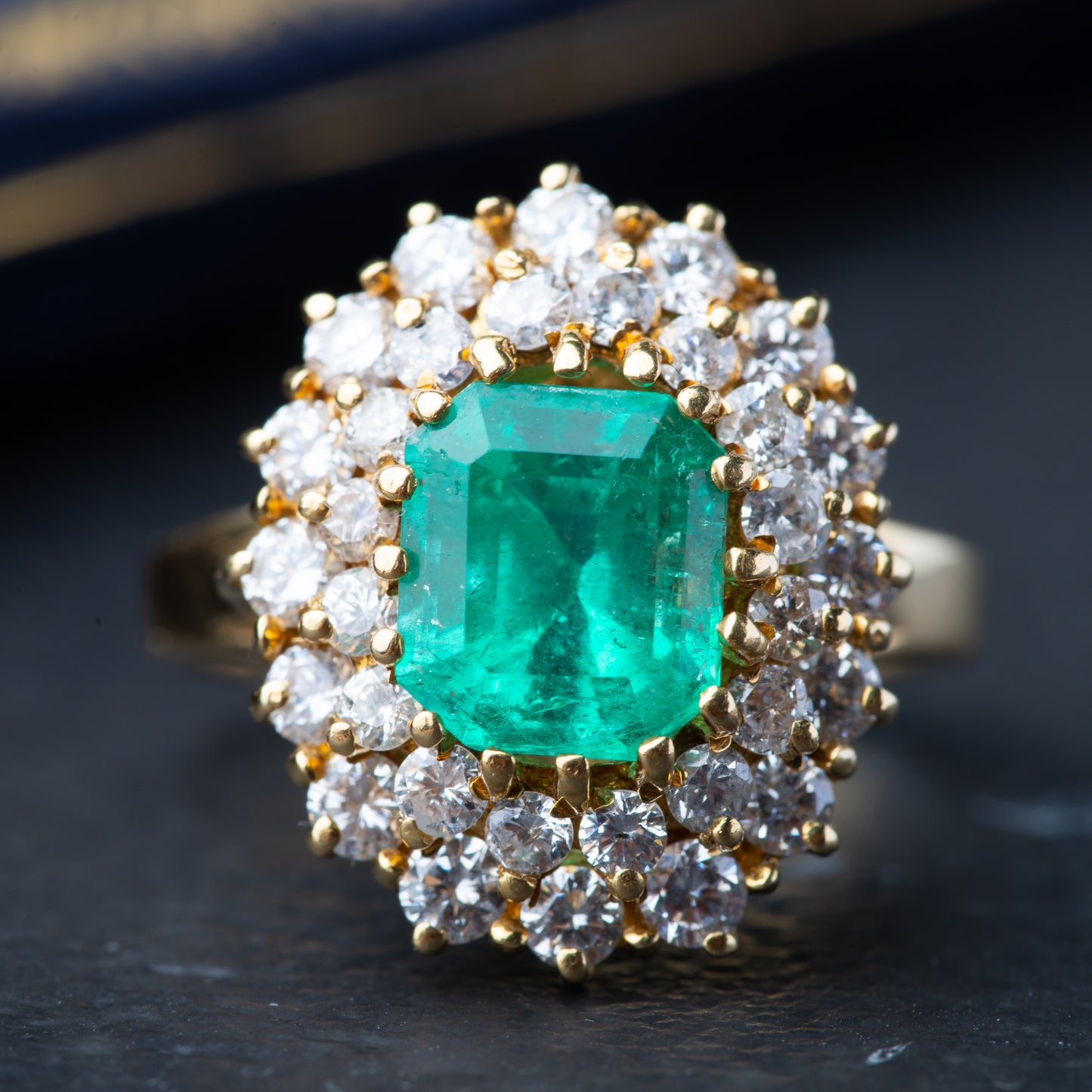 Vintage Emerald Diamond Cocktail Ring