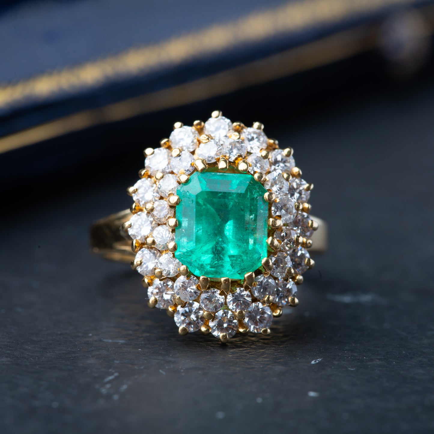 Vintage Emerald Diamond Cocktail Ring