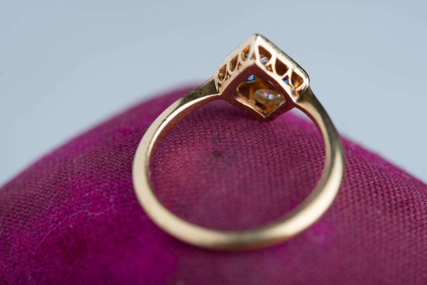 Art Deco Lozenge Sapphire Diamond Ring