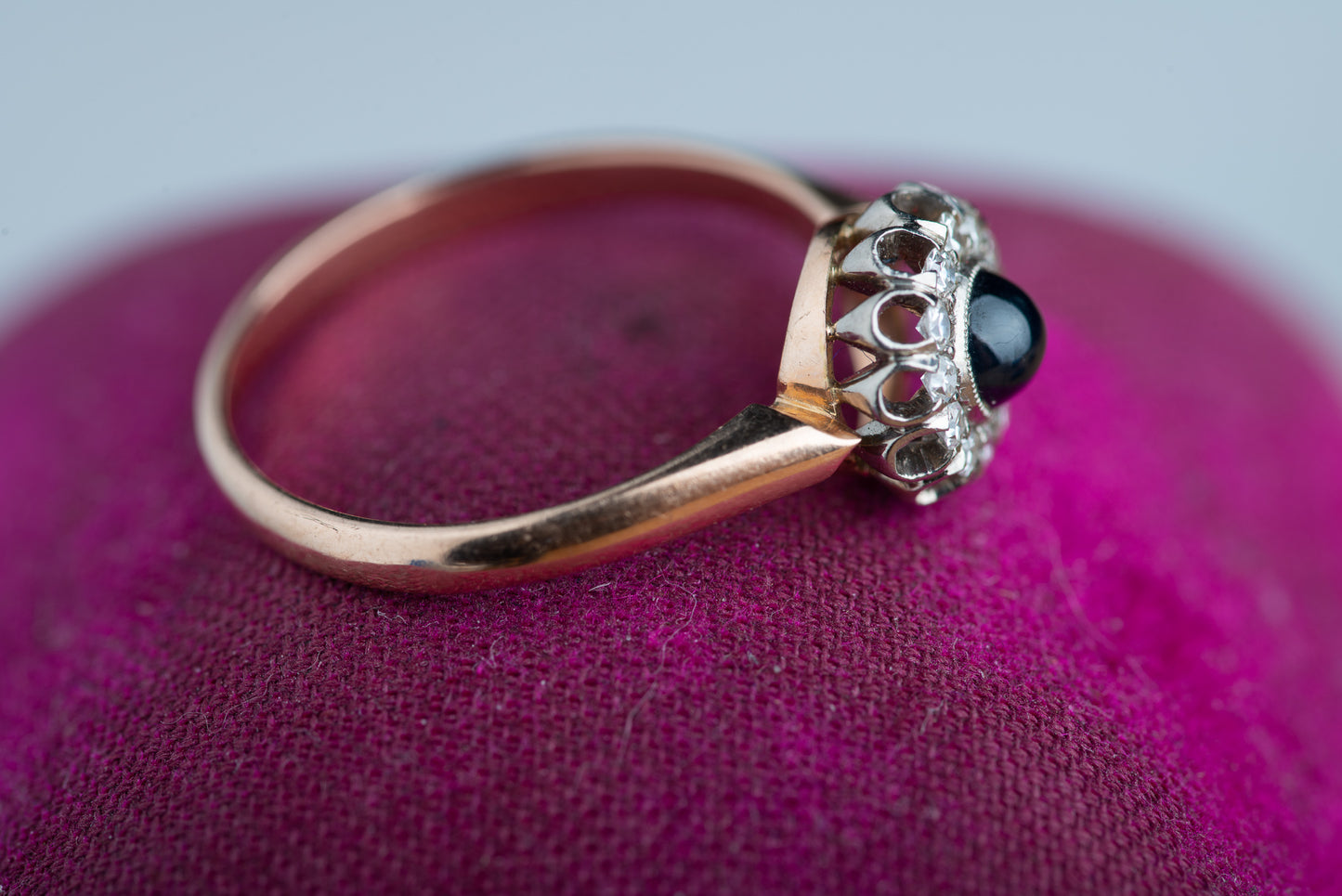 Elegant Vintage Sapphire Cabochon Diamond Ring