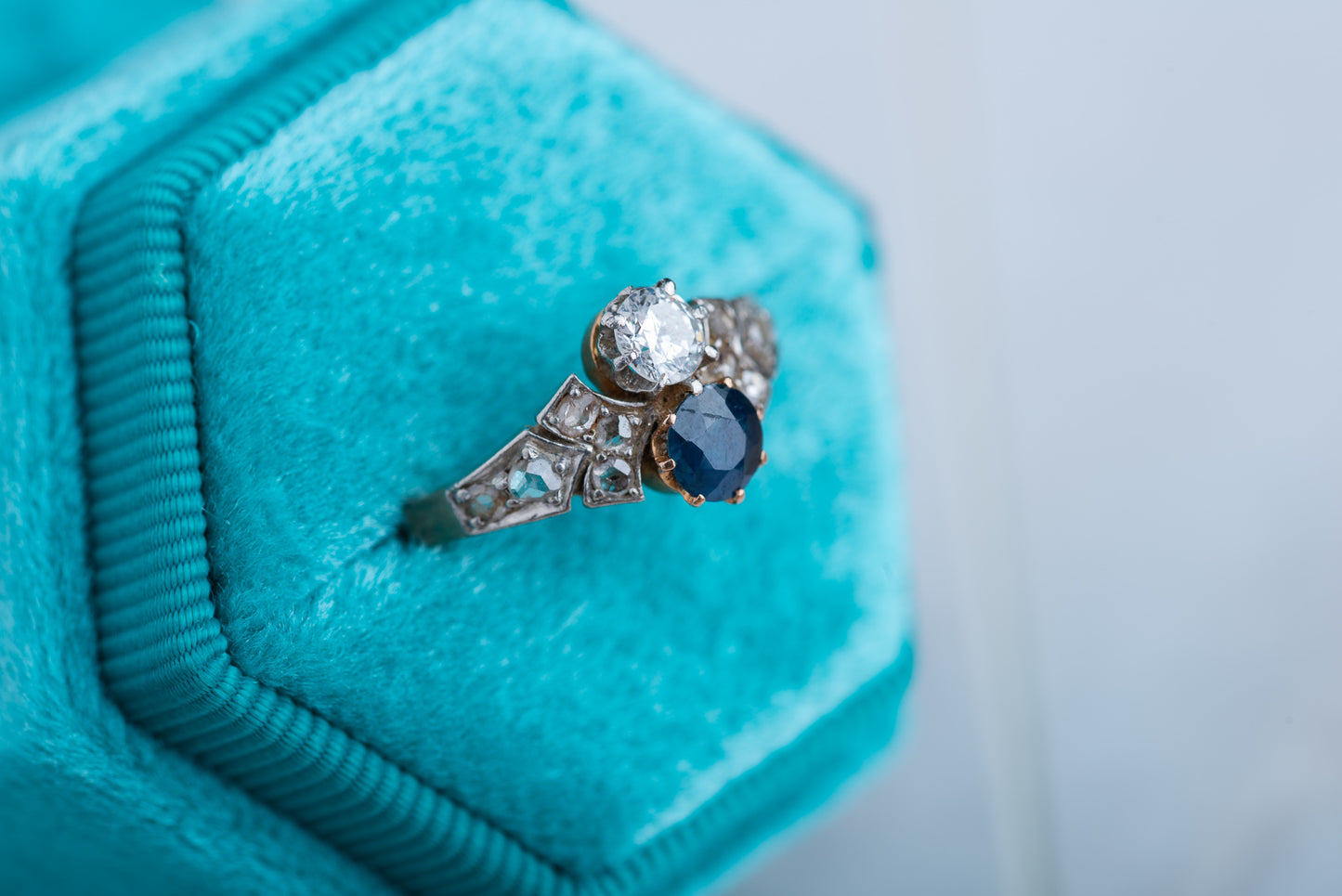 Romantic Toi et Moi Sapphire Diamond Ring