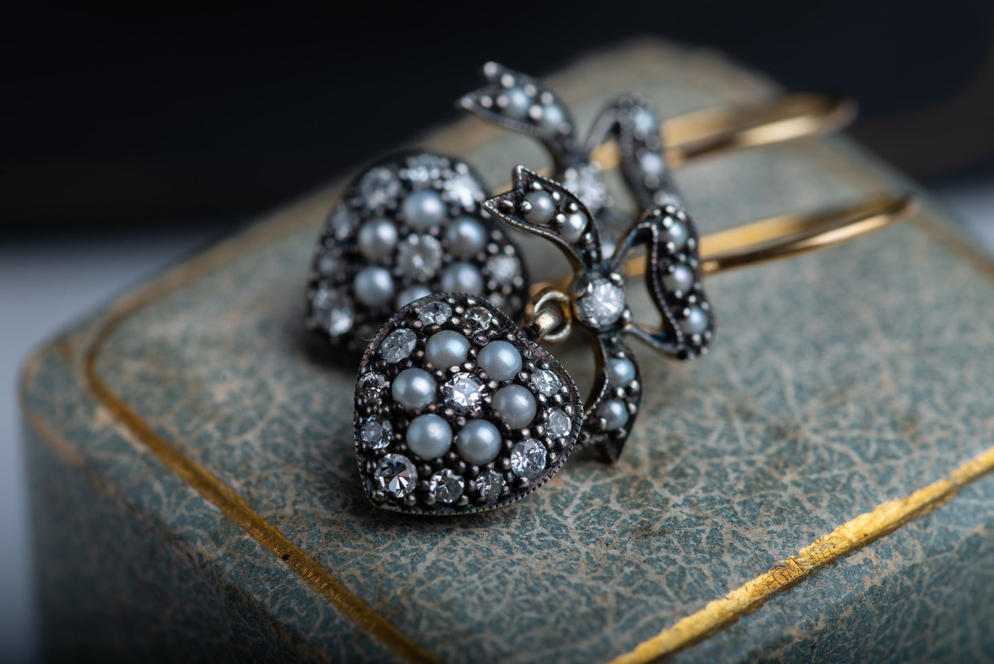 Pavé Diamond Pearl Heart Earrings