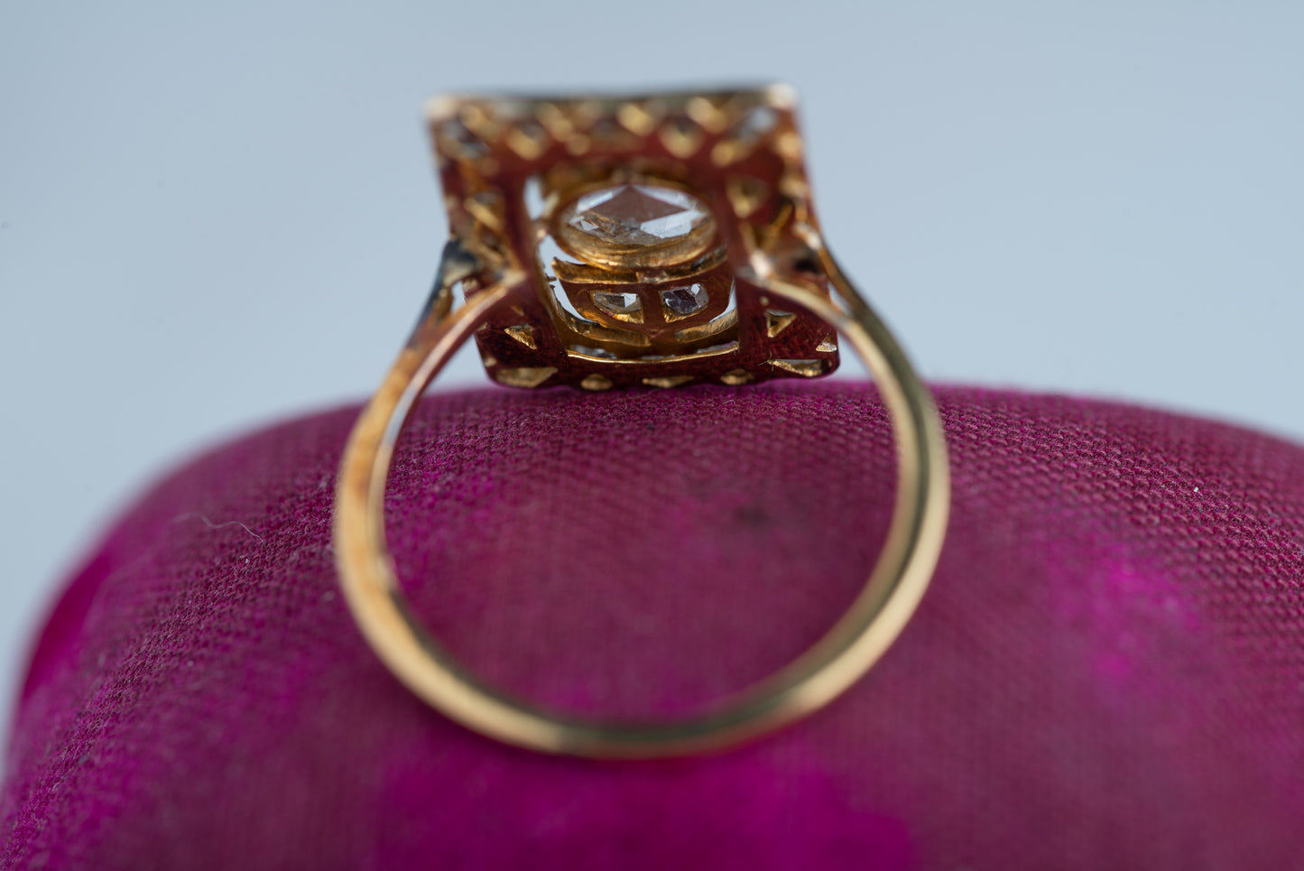 Romantic 19th Century Victorian Rosecut Diamond Plaque Ring