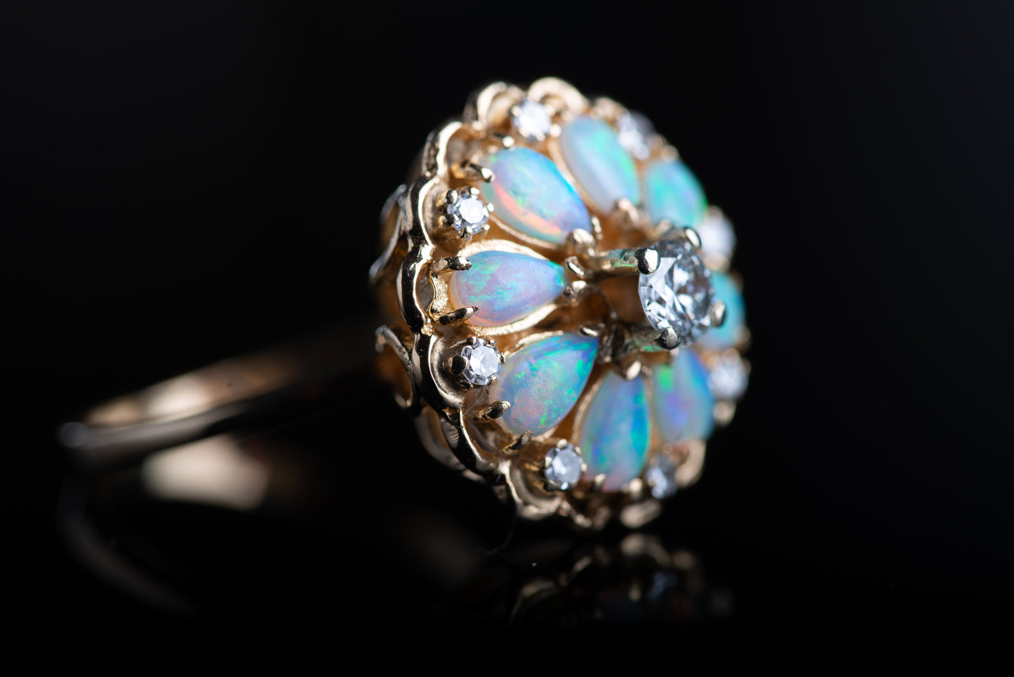 Vintage Diamond Opal Entourage Ring