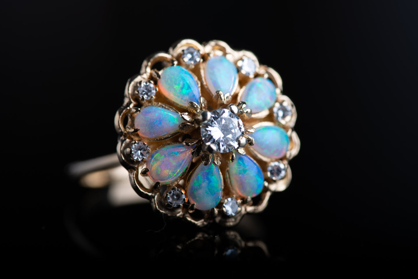 Vintage Diamond Opal Entourage Ring
