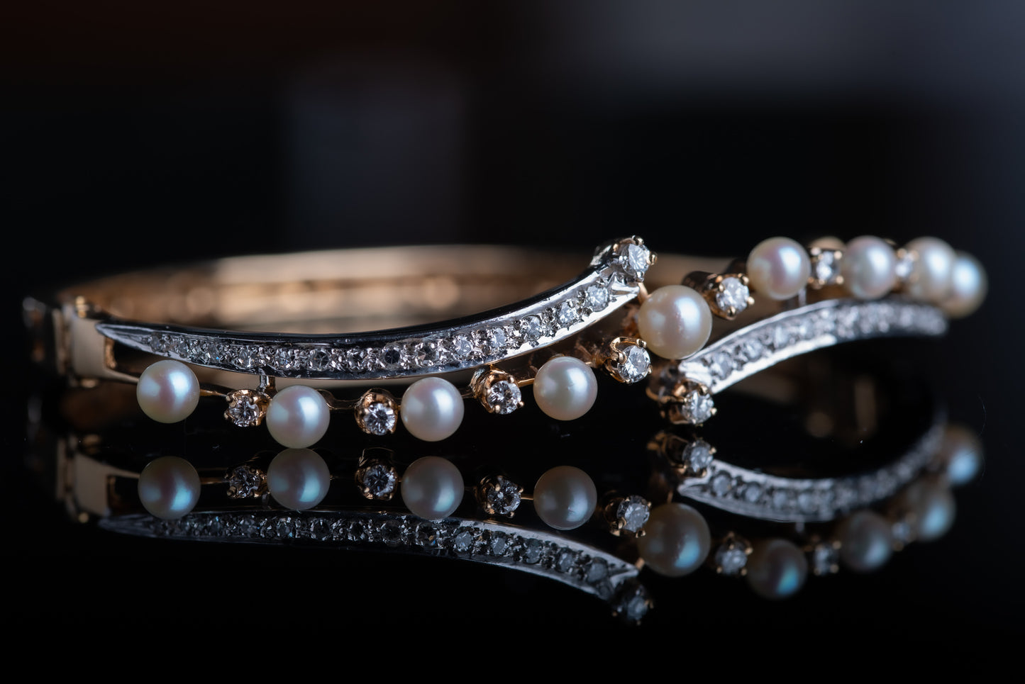 DESIGNER Vintage Pearl & Diamond Bracelet Jack Gutschneider