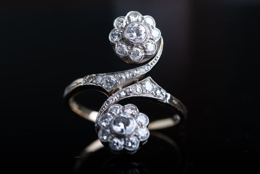 Edwardian Statement Floral Toi & Moi Diamond Ring