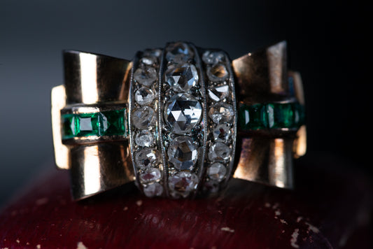 Fabulous Rosecut Diamond Green Paste Tank Ring