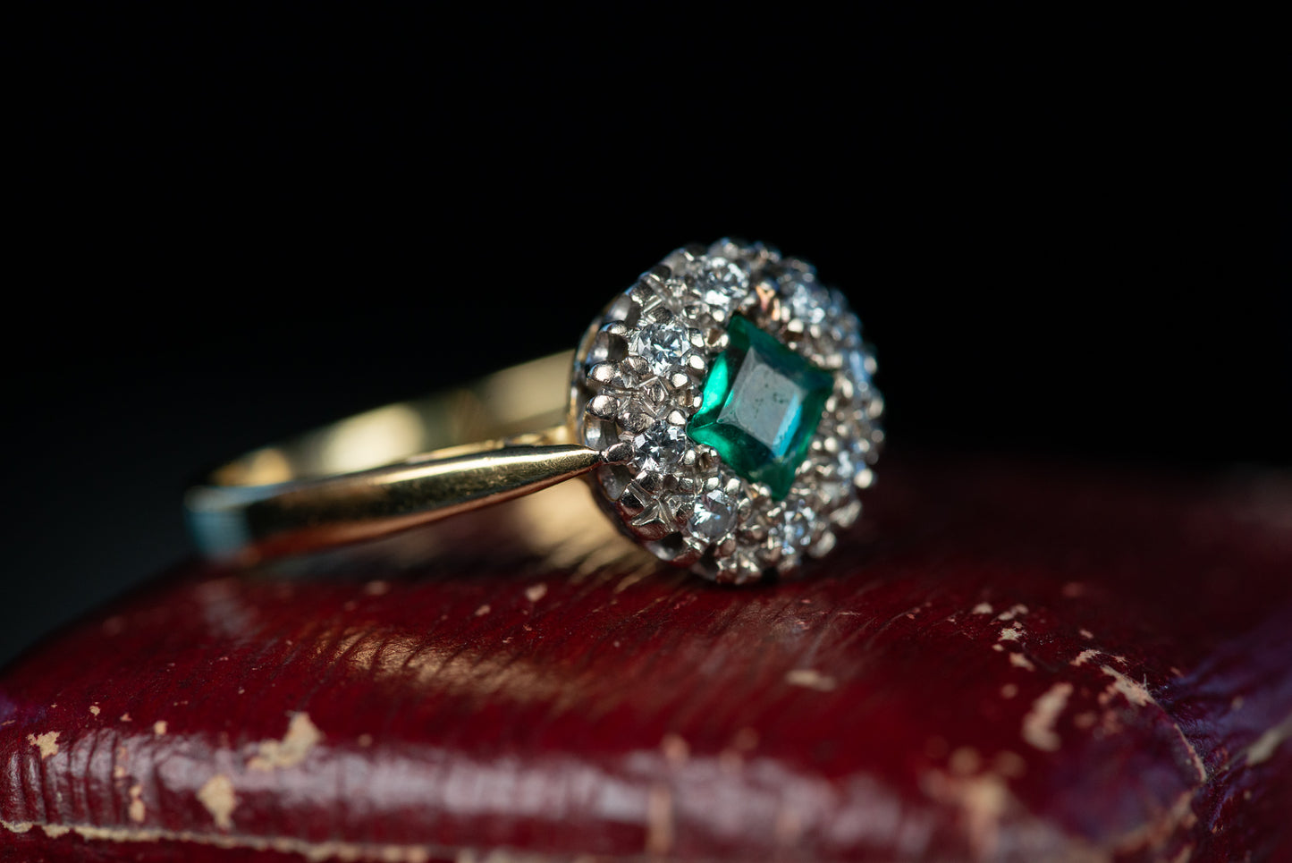 Vintage Princess Cut Emerald Diamond Ring