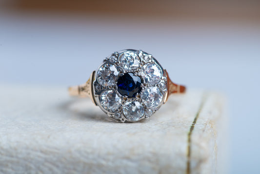 Victorian Sapphire Diamond Entourage Ring