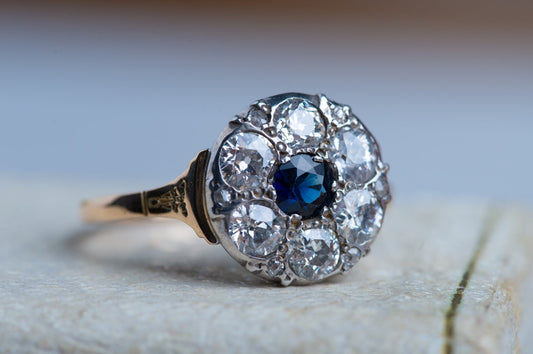 Victorian Sapphire Diamond Entourage Ring