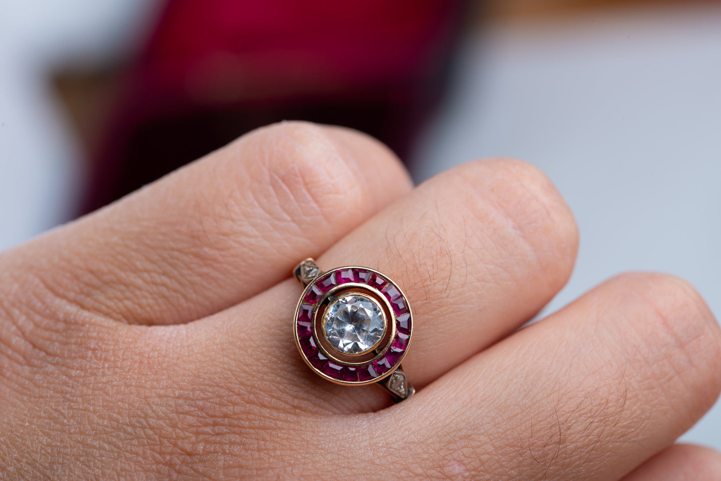 Vintage Ruby Sapphire Target Ring