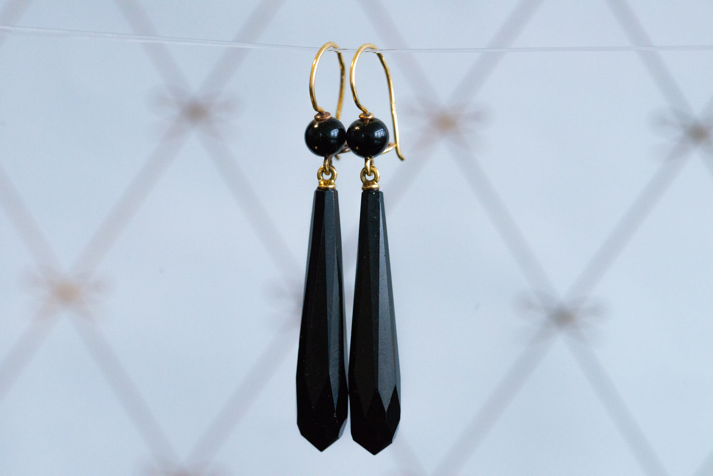 Antique 1880's High Carat Onyx Mourning Earrings