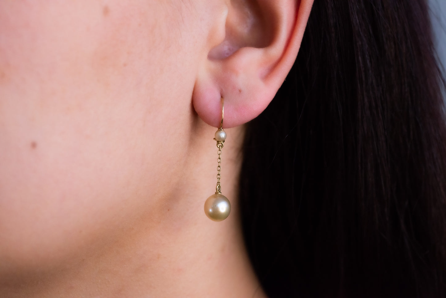 Antique 1880's High Carat Pearl Drop Earrings